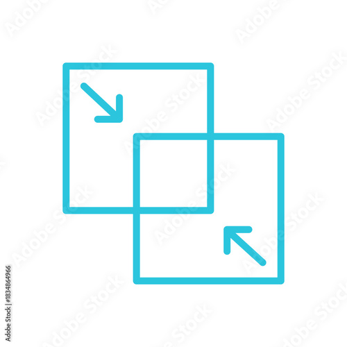 Merge icon, Isolated on white background. Blue icon