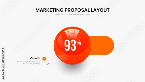 Market Solution Slideshow Design Vector Illustration. Visual Introduction One Element Infographic Slide Template. Project Plan 1 Option Chart Frame Layout.