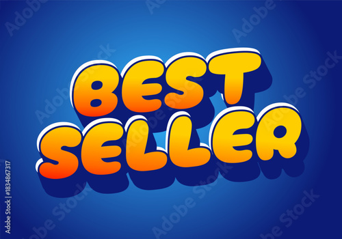Colorful text graphic featuring the words best seller in a playful font against a blue background
