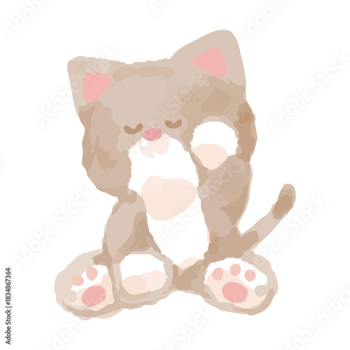 Fluffy Cat Watercolor Series – Sleepy Cat