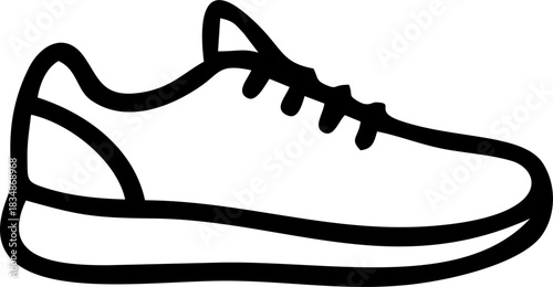 Outline Drawing of Athletic Running Training Shoe