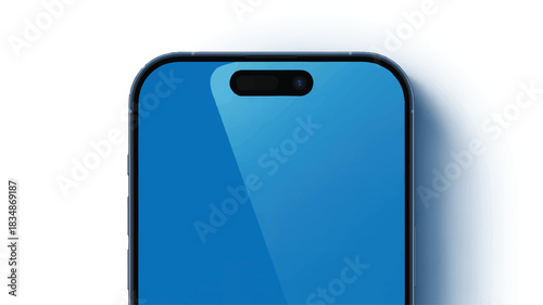 Minimalist 3d blue screen smartphone mockup front view