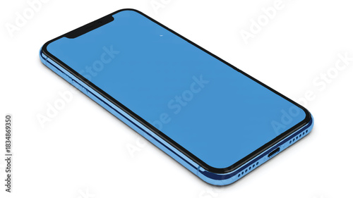 Minimalist 3d blue screen smartphone mockup front view