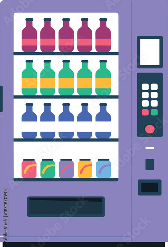 Modern Vending Machine with Drinks: Automated Snack and Beverage Dispenser Illustration