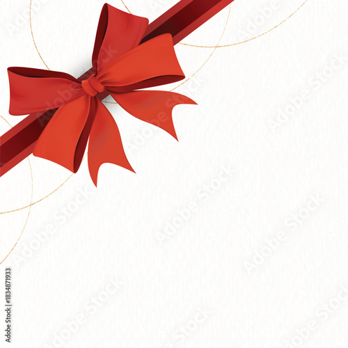 red ribbon and bow on white background