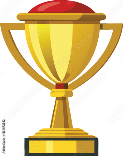 Golden trophy with red top celebrating victory and achievement