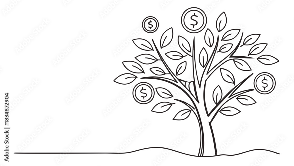 Obraz premium Money tree growing with dollar coins, symbolizing investment growth and financial success, perfect for business, finance, and investment themes