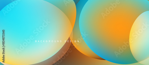 Abstract colorful overlapping circles create vibrant background. Gradient hues blend smoothly, offering modern aesthetic.