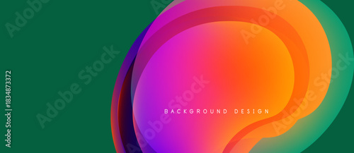 Abstract colorful layers create dynamic background. Gradient hues blend, forming flowing shapes. Modern design element for digital projects.