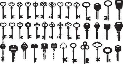 Diverse Collection of Black Key Silhouettes