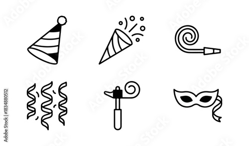 Celebration elements set balloon disco ball cake bunting confetti party decorations