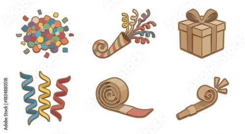 Celebration elements party decorations and gift box collection