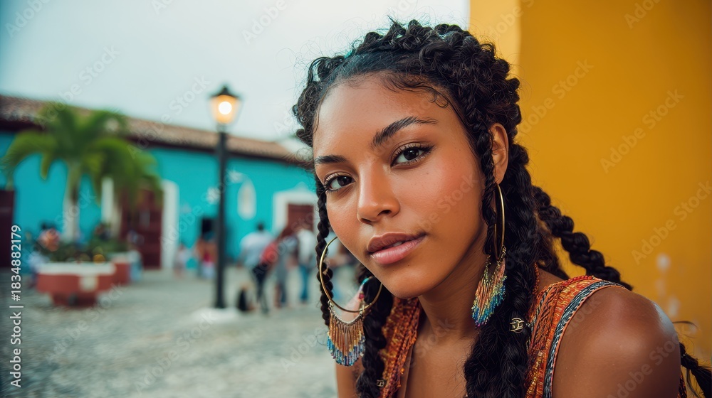 custom made wallpaper toronto digitalBeautiful Caribbean girl in colorful street setting enjoying vibrant atmosphere during a sunny day in her hometown