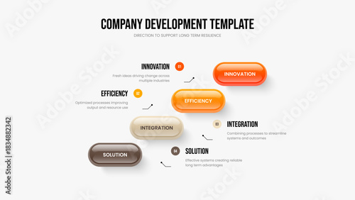 Advertising Insight Presentation Layout Vector Illustration. Investor Strategy 4 Option Diagram Frame Template. Market Proposal Four Element Infographic Slideshow Design.