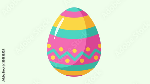 Colorful Easter Egg with Chevron and Polka Dot Pattern, Spring Celebration Icon