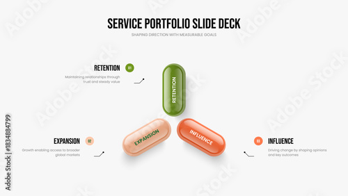 Advertising Insight Slide Layout Vector Illustration. Professional Analysis 3 Element Infographic Frame Template. Financial Innovation Three Step Diagram Presentation Design.