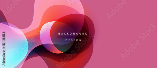 Abstract fluid shapes overlap, creating vibrant pink, red, blue gradients. Text reads background design centered within composition.