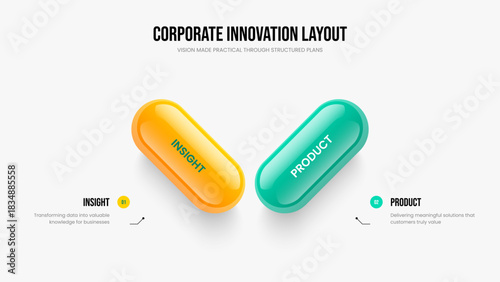 Consulting Briefing Two Option Infographic Slideshow Template. Service Review Slide Design Vector Illustration. Marketing Insight 2 Element Diagram Frame Layout.