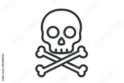 Simple black skull and crossbones warning sign representing danger or toxic poison
