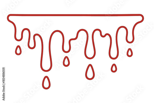 Stylized red dripping liquid outline graphic element for horror and Halloween themes
