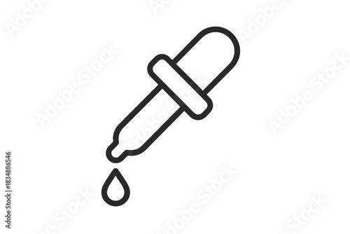Simple outline of a laboratory dropper or pipette releasing a single liquid drop