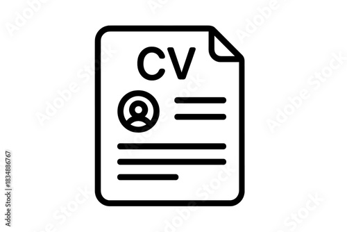 Professional resume or curriculum vitae document outline icon for job application