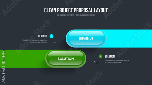 Business Portfolio 2 Step Infographic Presentation Layout. Investor Forecast Frame Design Vector Illustration. Visual Visualization Two Option Diagram Slideshow Template.