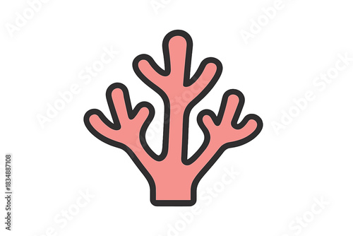 Stylized pink coral or underwater sea plant with thick black outline