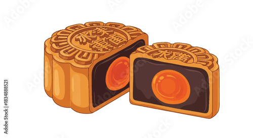 Traditional Chinese Mooncake with Salted Egg Yolk Filling