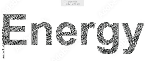 Bold textured word Energy in black scribble style conveying vitality and power