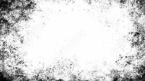 Distressed grunge texture frame with black noise on white background overlay Vector, illustration