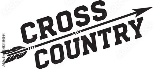 Cross country running sport graphic with arrow vector illustration design