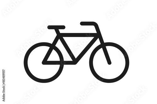 Simple black outline icon of a bicycle profile for cycling activity signs and transportation symbols