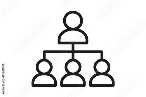 Simple organizational chart showing a hierarchical structure of four people connected by lines
