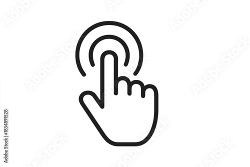 Index finger pressing surface, hand cursor icon indicating click or tap action