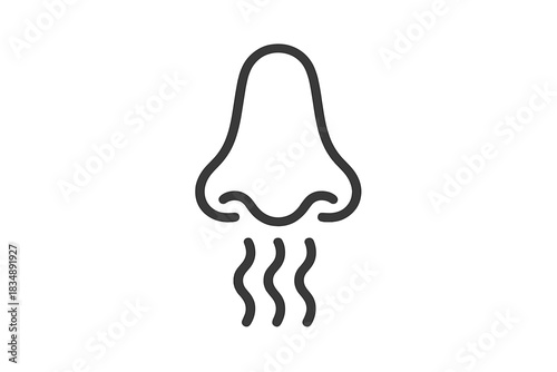Human nose with wavy lines symbolizing the sense of smell and odor detection