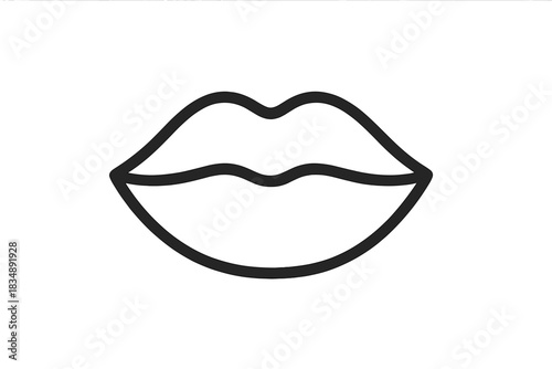 Black outline of human lips symbolizing beauty, communication, and sensuality