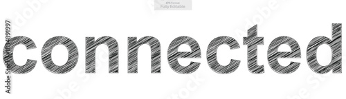 Grungy textured word connected presented in bold black lettering with a scratch effect