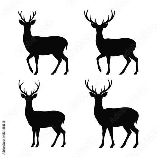 Deer Vector, Silhouette, Illustration