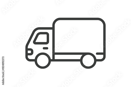 Minimalist outline commercial delivery truck used for cargo transport and logistics
