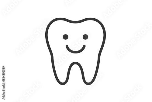 Cheerful smiling tooth mascot representing good dental health and oral hygiene care