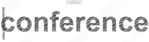 Stylized Conference Text Graphic with Hand Drawn Sketchy Lines and Grunge Texture