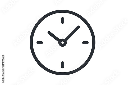 Basic round clock face symbol with hands indicating schedule, appointment, and deadline time management