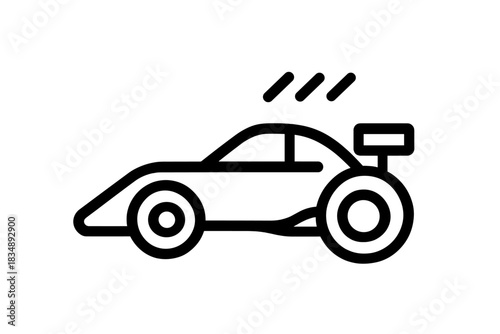 Dynamic outline drawing of a high-speed sports racing vehicle accelerating rapidly