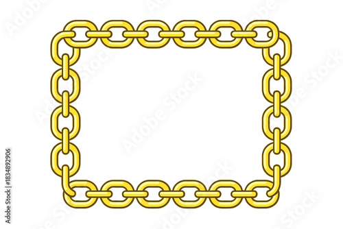 Decorative rectangular border made of shiny golden metal chain links