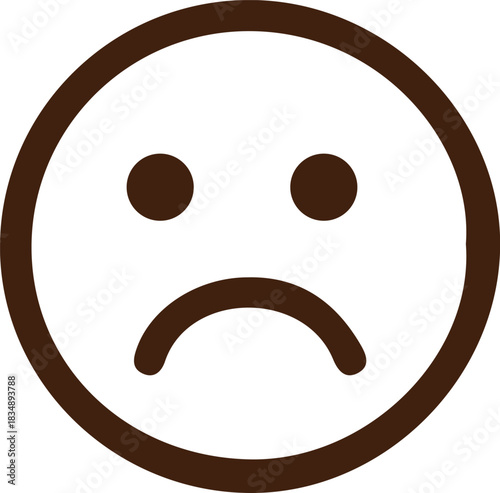 Minimalist Sad Face Emoticon Icon – Bold Black Outline Mood Symbol for UI, Chat, and Emotion Design
