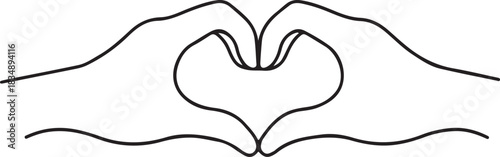 Minimalist Heart Hands Icon – Love, Unity, Care, Connection, Support Symbol in Line Art Style
