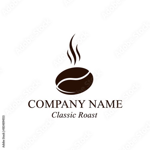 Elegant Coffee Bean Logo Design with Steaming Aroma for Classic Roast Brand.