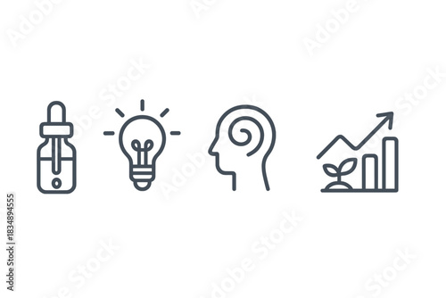 Concepts of business growth, creative ideas, scientific research, and knowledge