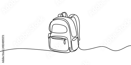 Simple drawing of a backpack, representing travel, school, supplies, adventure, gear, and everyday carry essentials.